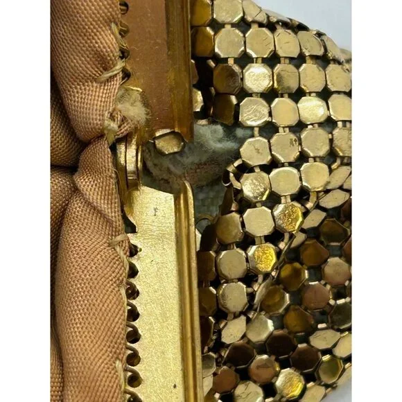 Vintage Whiting & Davis Gold Mesh Evening Bag Purse Clutch Formal Wedding 1950s - Picture 8 of 16